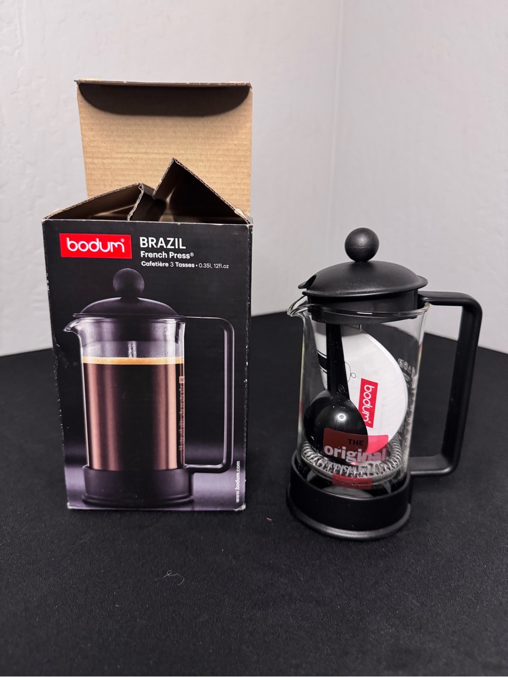 Bodum Brazil French Press 3 Cup 12 oz Black Coffee Maker NEW In Box